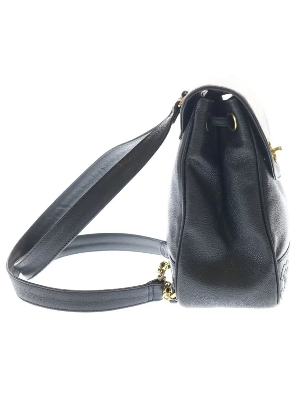 Chanel Triple CC Logo Caviar Leather Backpack Black